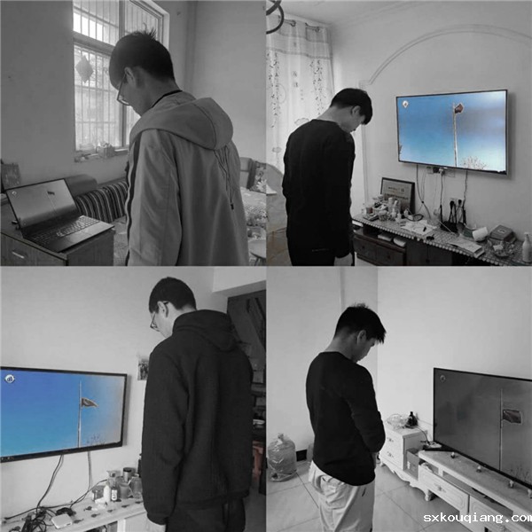 学生通过学校视频分享共同参与降半旗仪式-黑白.jpg